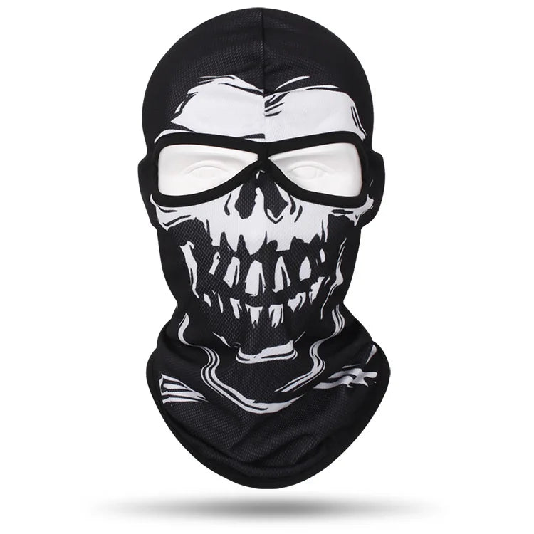 Outdoor Men Women Cycling Mask 3D Skull Bandana Balaclava Windproof Motorcycle Riding Full Face Cover 2 Holes Neck Face Shield