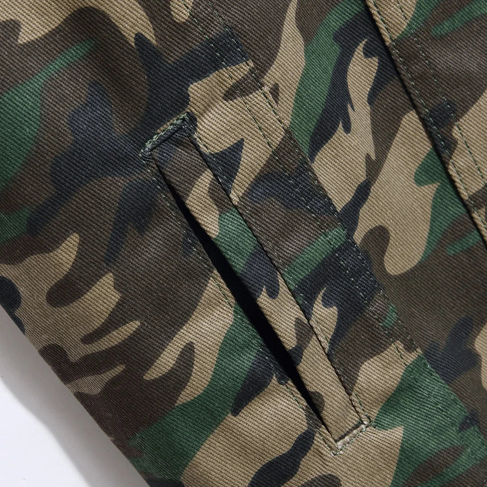 Men Camouflage Vest Sleeveless Cotton Denim Waistcoat Tank Top