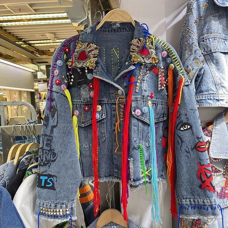 Graffiti Denim Jacket Women