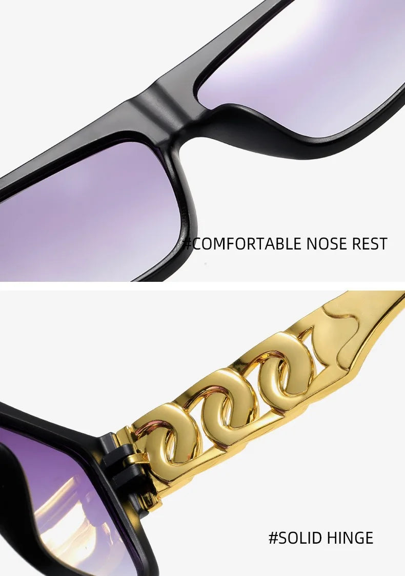 Gold Chain Sunglasses for Men Retro Exaggerated Fashion Designer