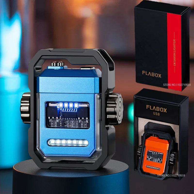 2025 New Mechanical Decompression Fidget Top Lighter Double Arc Electronic