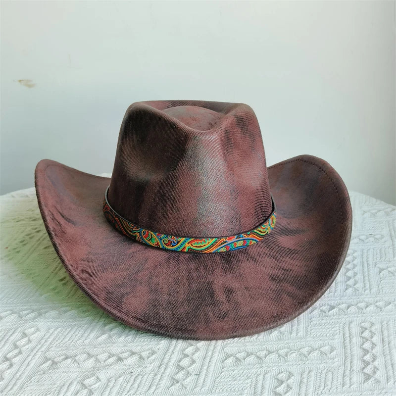 Faux Leather Western Cowboy Hats Men Women retro cowboy hats big brim cowgirl hat knight hat men. Australian