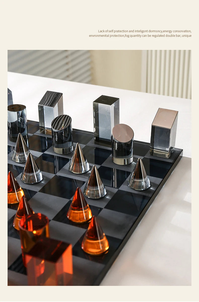 Minimalism Crystal Chess Ornaments Desk Decoration Modern Crafts Creative Geometric Artwork Chess Crafts Room Aesthetic Decor