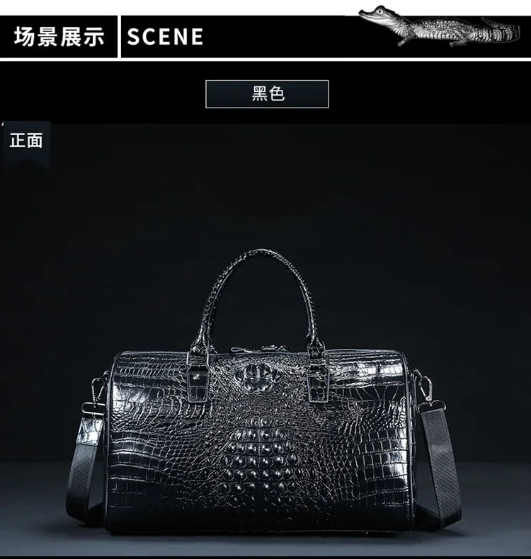 Genuine Leather crocodile pattern travel luggage with handbag backpack men's first layer cowhide trolley suitcase boarding case