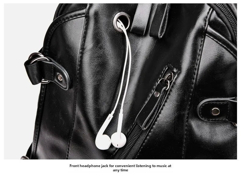 soft PU leather vintage casual backpack for men large capacity travel backpack male laptop shoulder bag waterproof work backpack