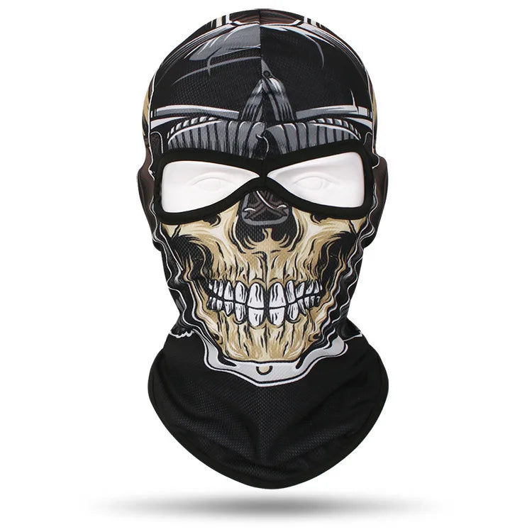 Outdoor Men Women Cycling Mask 3D Skull Bandana Balaclava Windproof Motorcycle Riding Full Face Cover 2 Holes Neck Face Shield