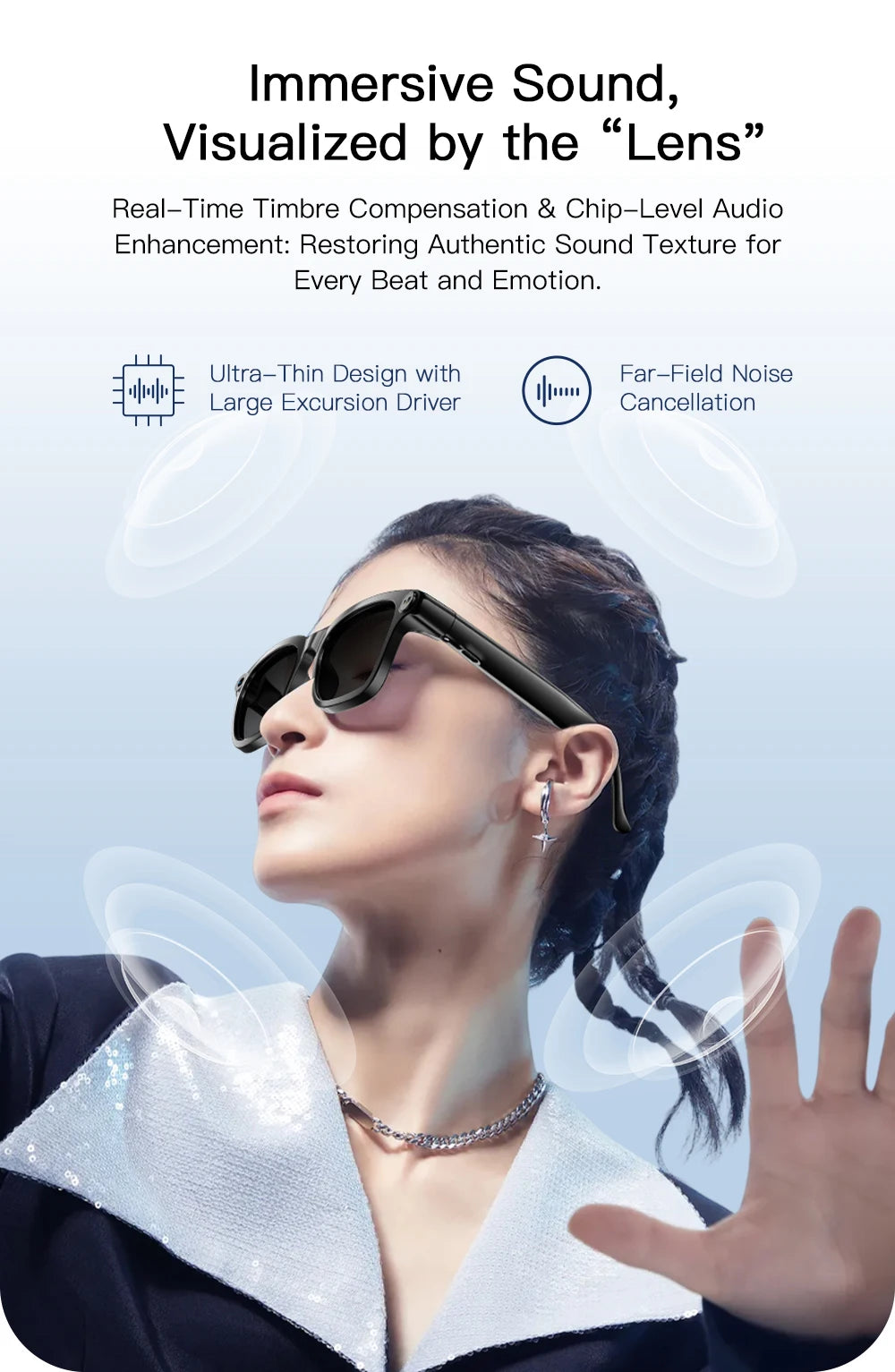 Smart AI Translation Smart Glasses 800W HD Camera 1080P Video WIFI transmission Bluetooth Call