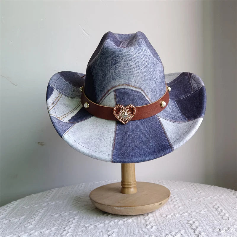 Ethnic Style Cowboy Hat Fashion Chic Unisex Solid Color Jazz Hat With Bull Shaped Decor