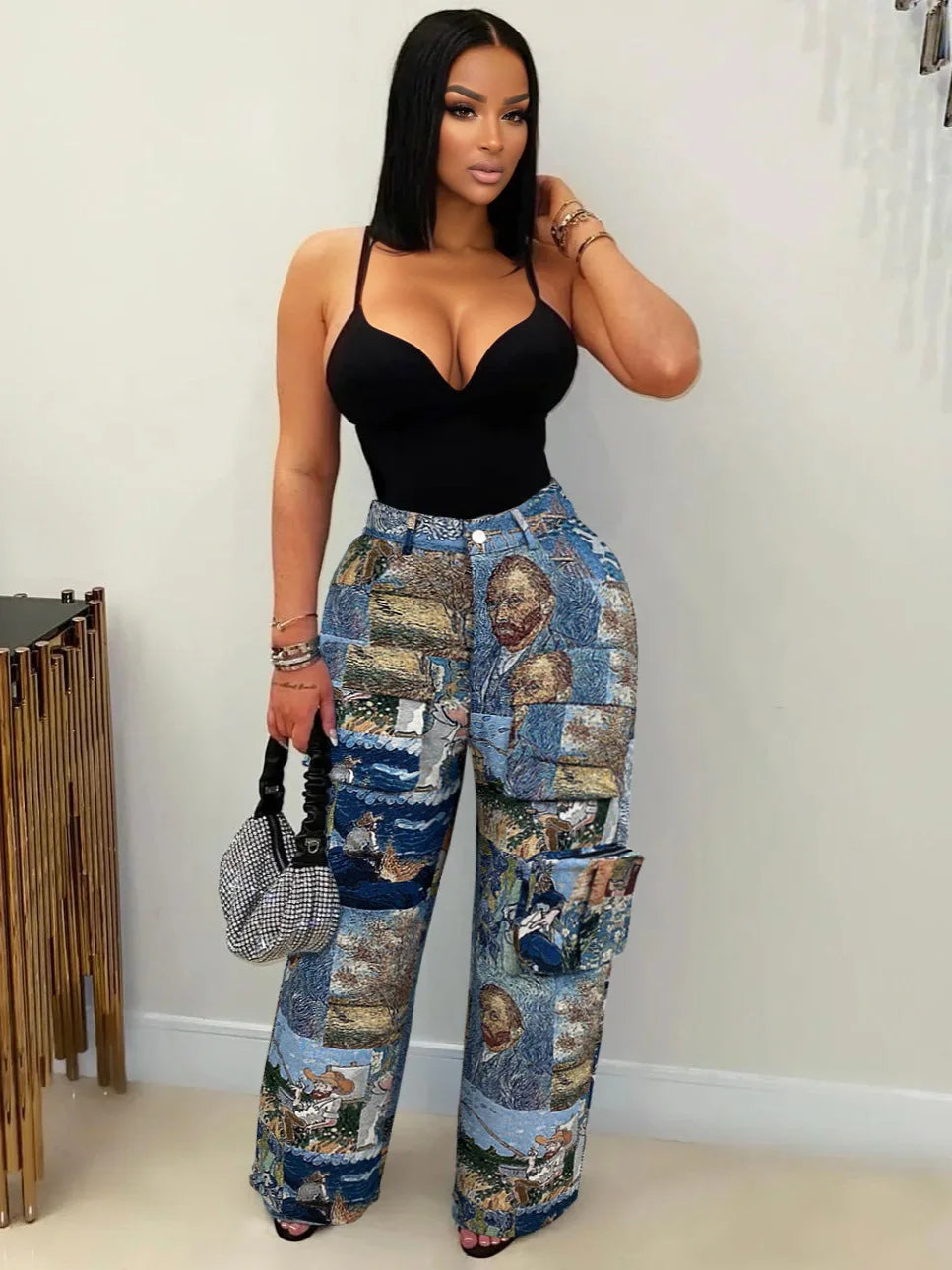 YAYA Vintage Wide Leg Jogger Pants Streetwear Cargo Active HipHop Sweatpants