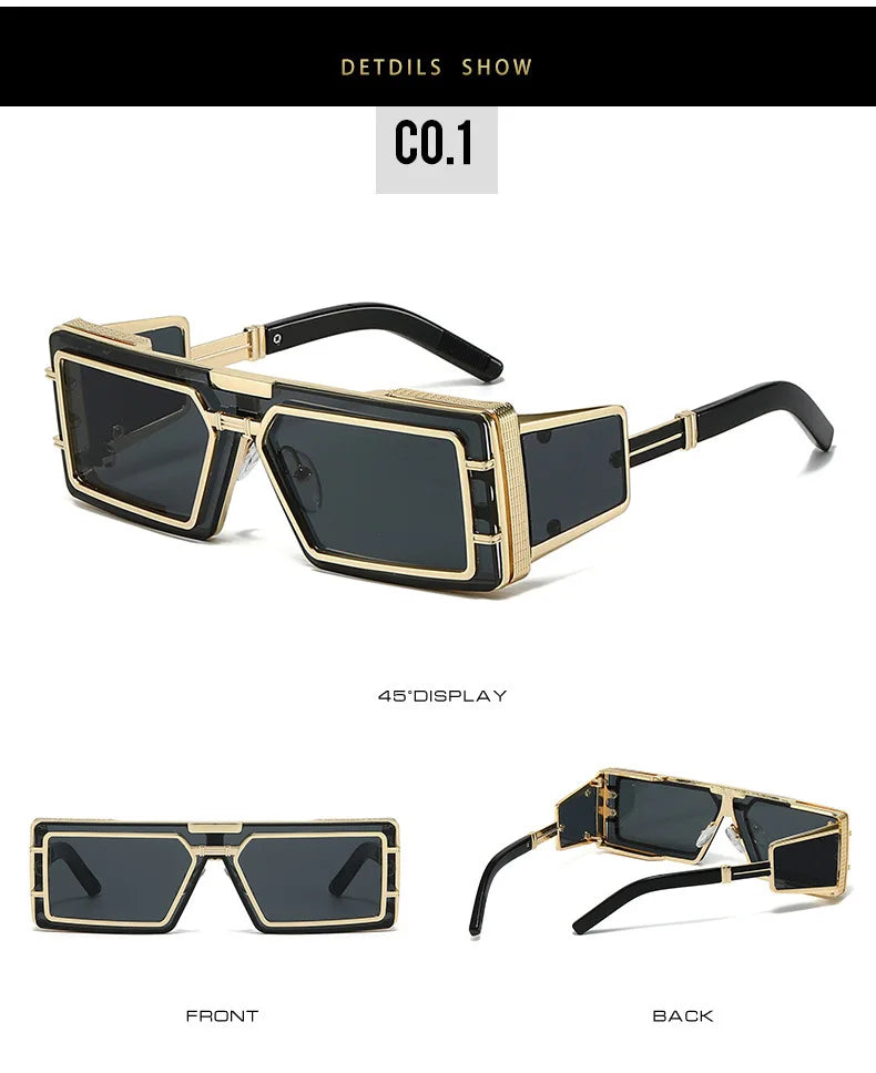 Sunglasses Men Square Sun Glasses Designer T-show  Eyewear Unisex Fashion Heavy Metal Luxury Shades