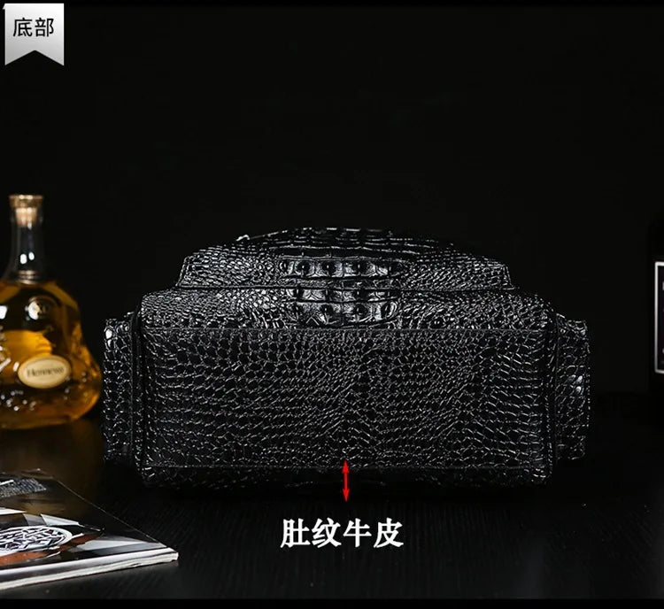 Genuine Leather crocodile pattern travel luggage with handbag backpack men's first layer cowhide trolley suitcase boarding case