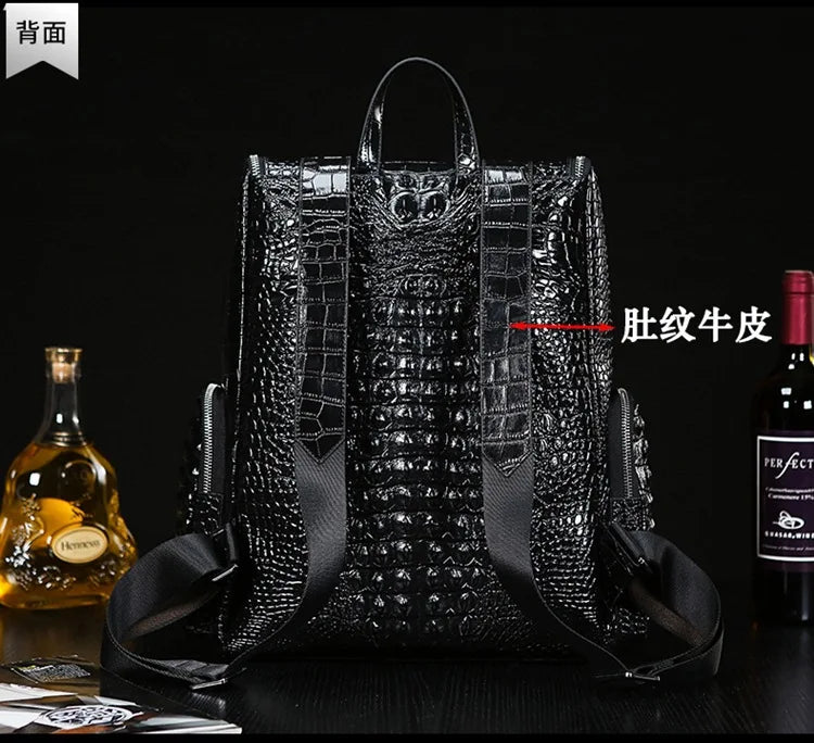 Genuine Leather crocodile pattern travel luggage with handbag backpack men's first layer cowhide trolley suitcase boarding case