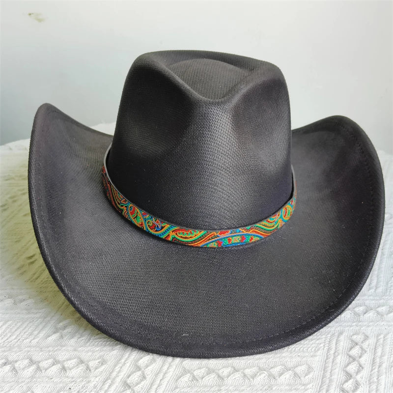 Faux Leather Western Cowboy Hats Men Women retro cowboy hats big brim cowgirl hat knight hat men. Australian