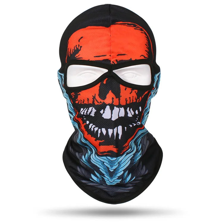 Outdoor Men Women Cycling Mask 3D Skull Bandana Balaclava Windproof Motorcycle Riding Full Face Cover 2 Holes Neck Face Shield