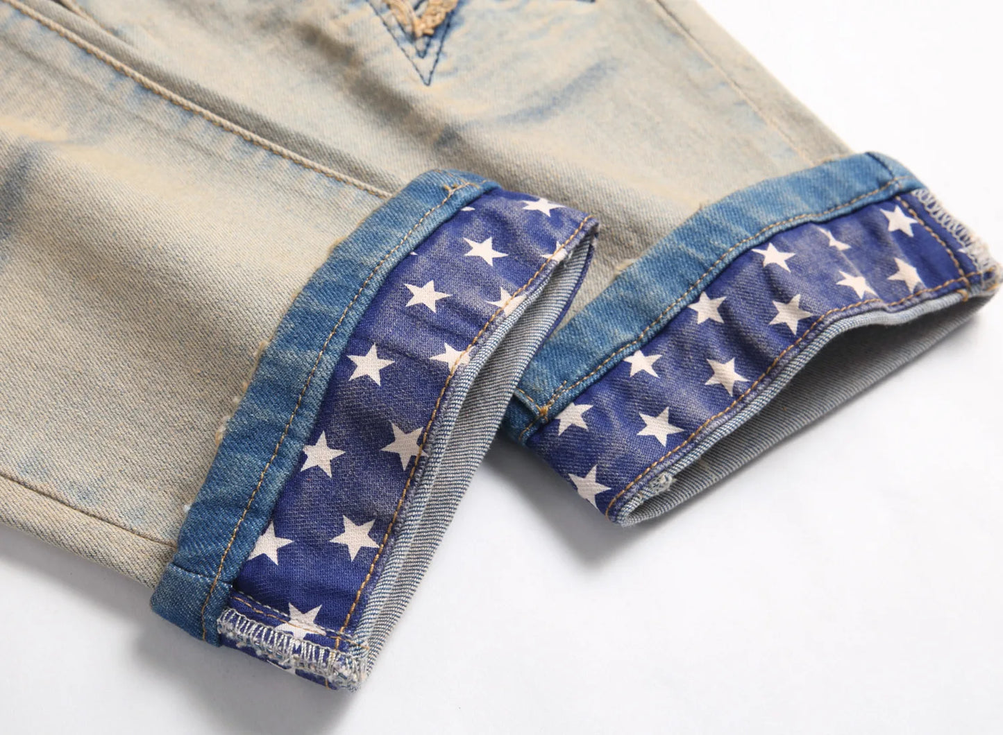 Kakan - New European and American Embroidered and Embroidered Long Jeans for Men's Wear, Retro Cuffed Fashion Stretch Jeans