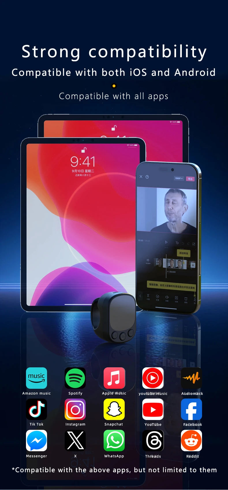 Tiktok Scrolling Ring Remote Control Touchpad Camera Shutter Mouse Ring for Short Video Control Compatible with iPhone iPad