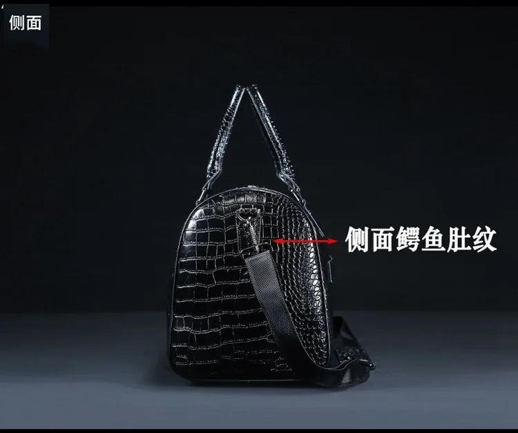 Genuine Leather crocodile pattern travel luggage with handbag backpack men's first layer cowhide trolley suitcase boarding case