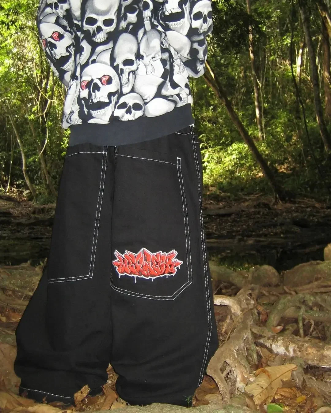 Money patches Streetwear High Waist Wide Trouser Black jean Streetwear Men Hip Hop Women Embroider Y2k Baggy Jeans