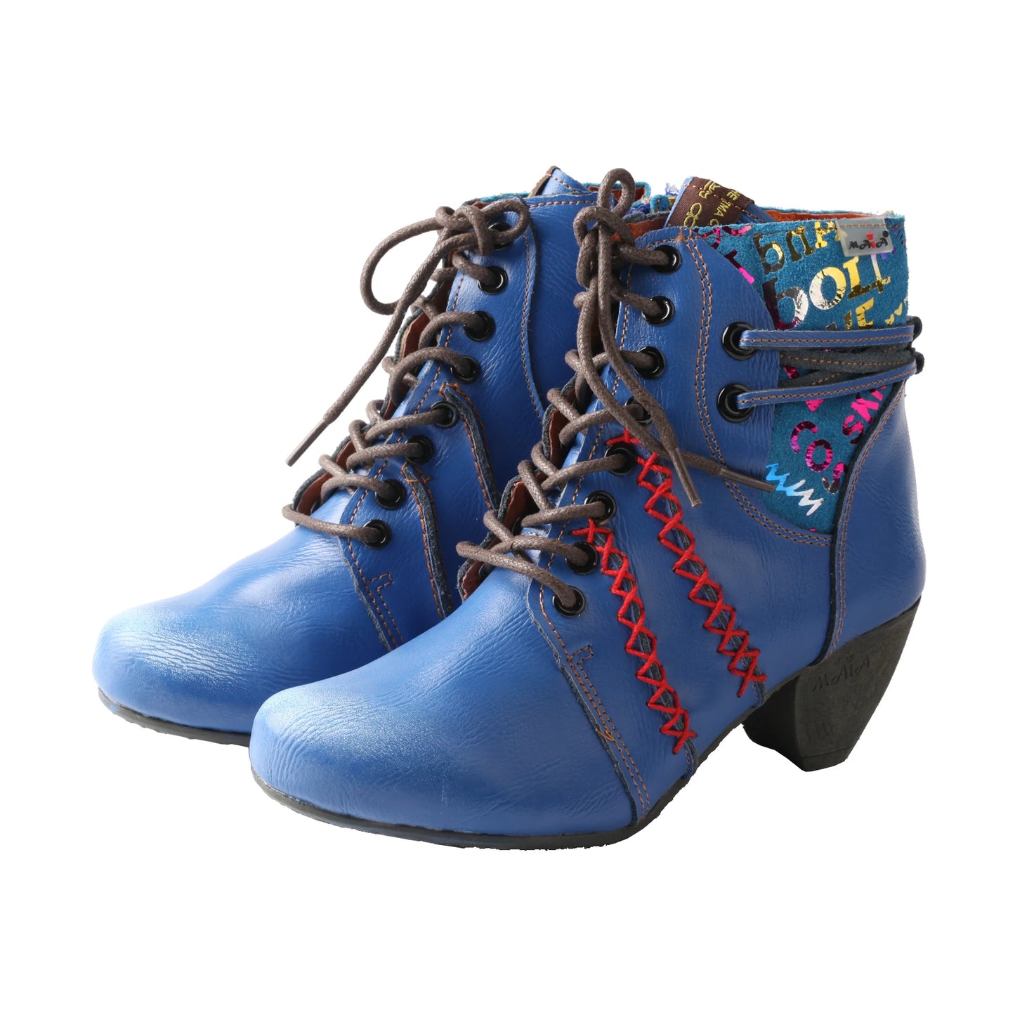 TMA EYES Fashionable Polka Dot High-heeled Women Boots Genuine Leather