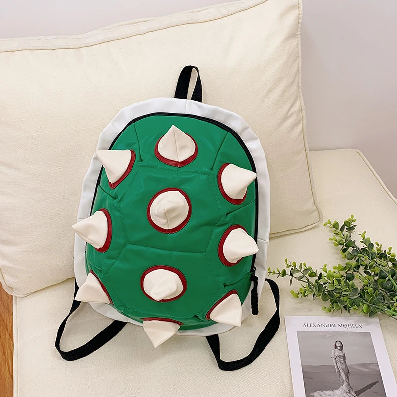 New Cute Turtle Shell Backpack Green Women Kawaii Soft Throns Backpacks Trendy College Student School Bag Gift for Girls