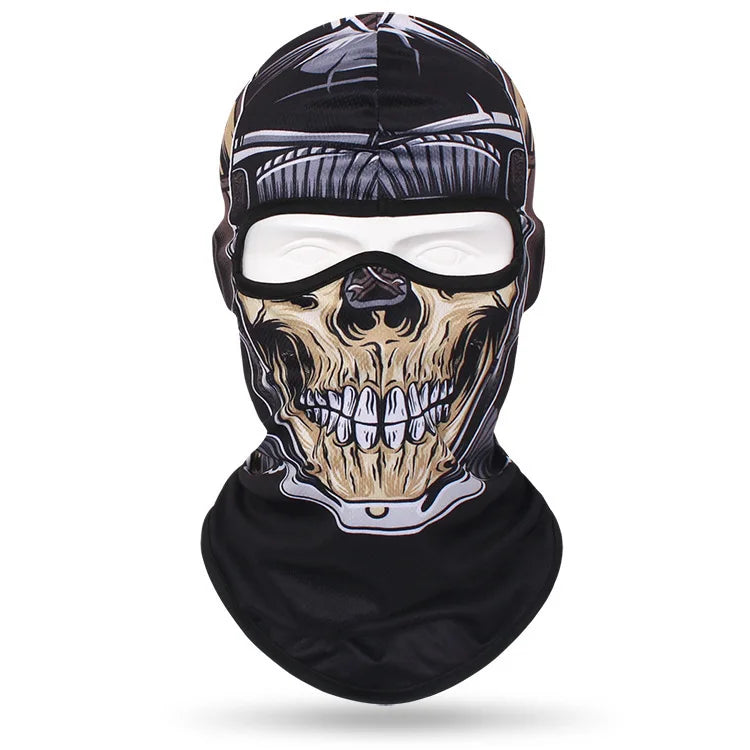 Outdoor Men Women Cycling Mask 3D Skull Bandana Balaclava Windproof Motorcycle Riding Full Face Cover 2 Holes Neck Face Shield