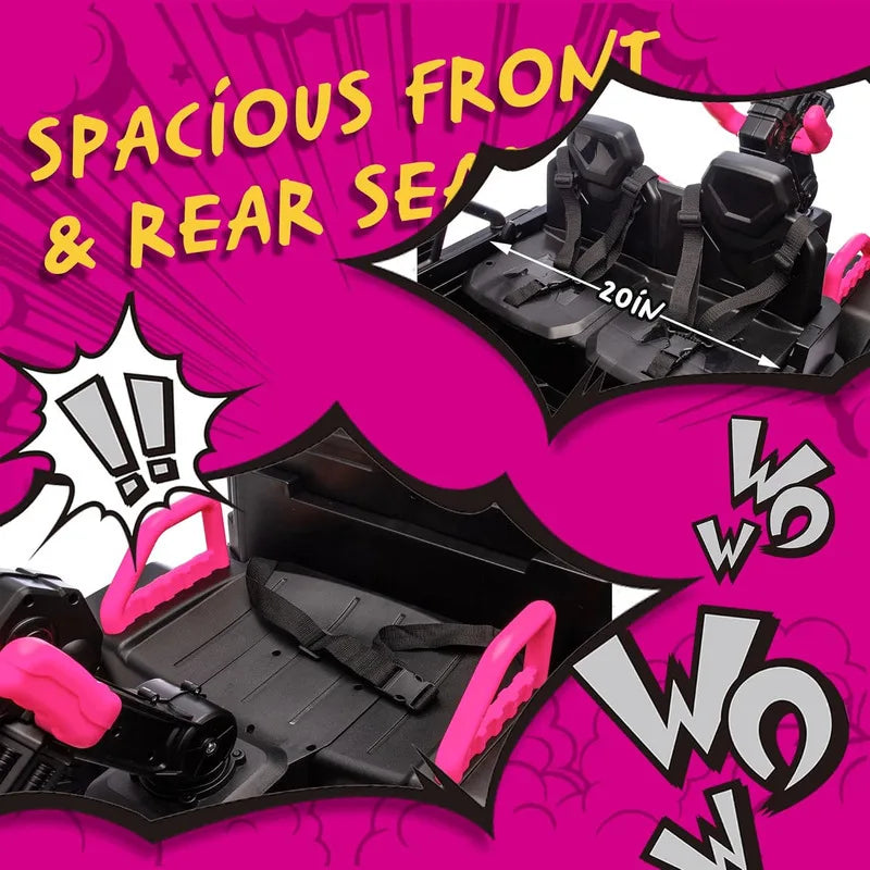 A Spacious 3-seater Children's Truck With A Built-in Water Gun  An Electric Mount And Adjustable 3-speed Pink Baby Ride Toy