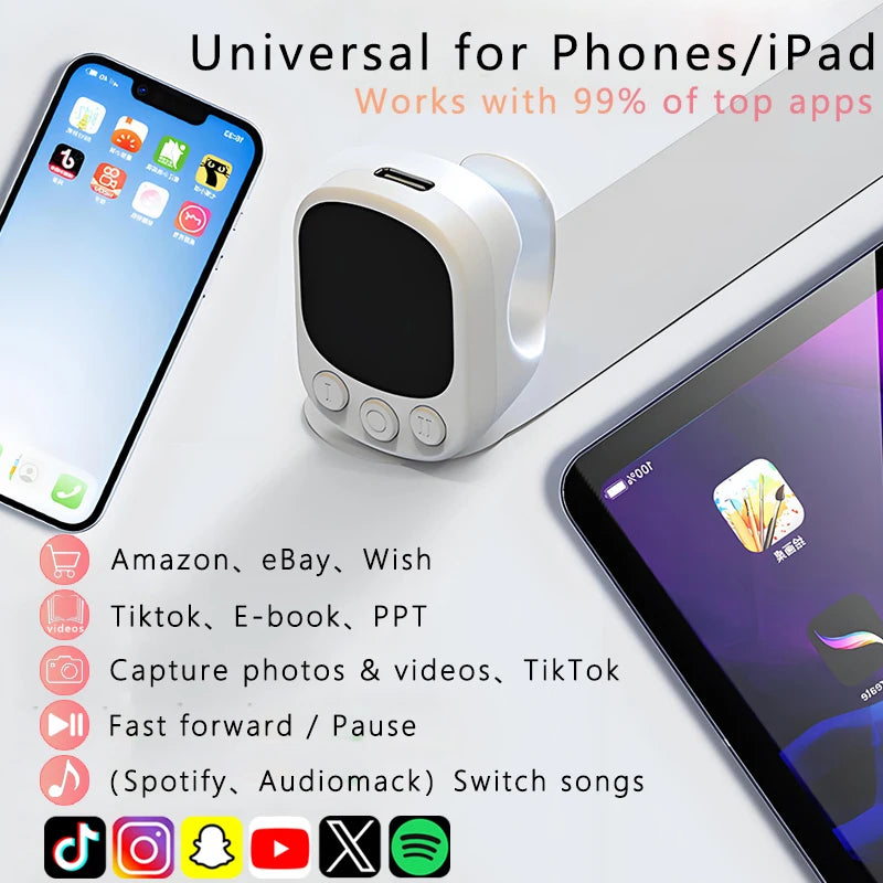 Tiktok Scrolling Ring Remote Control Touchpad Camera Shutter Mouse Ring for Short Video Control Compatible with iPhone iPad