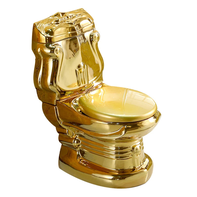 Bathroom Luxury Ceramic Two Piece Golden Toilet Seat Water Closet Wc Gold Toilets and Sink Sets