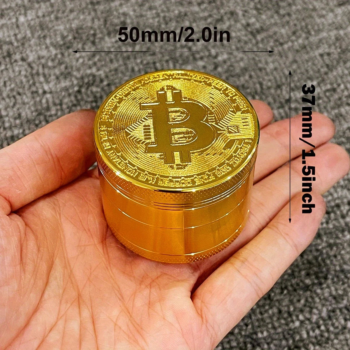 2/2.5inch Bitcoin Coin Herb Grinder Pepper Mortar Salt Crusher Spice Mill Tobacco Grass Grinder Smoking Cigarette Accessories