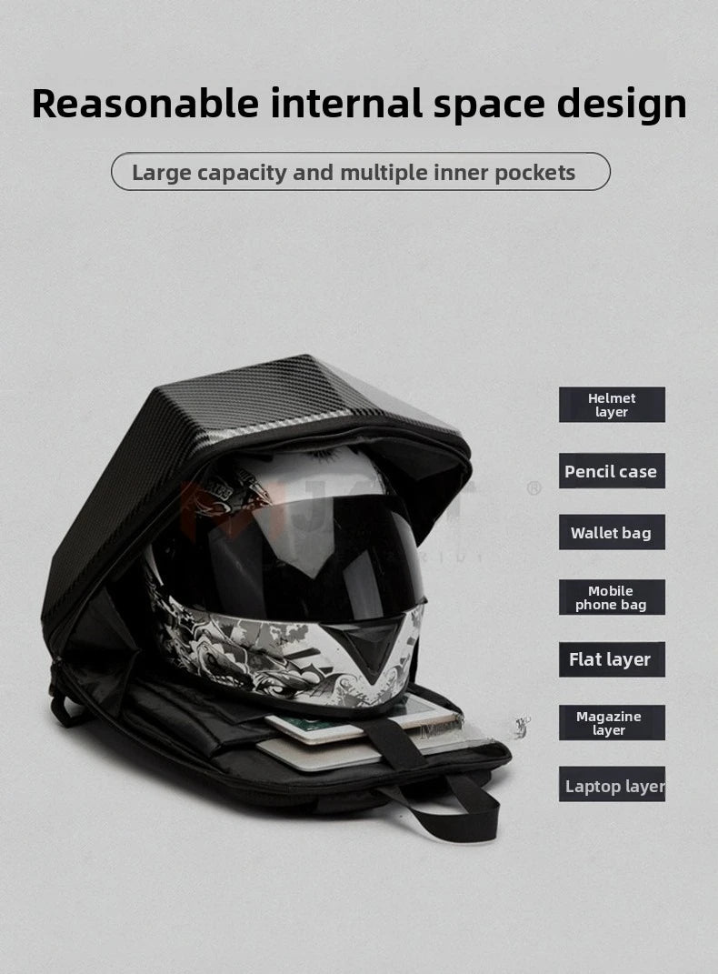 Motorcycle backpack waterproof motorcycle helmet ABS hard shell shoulders riding bag
