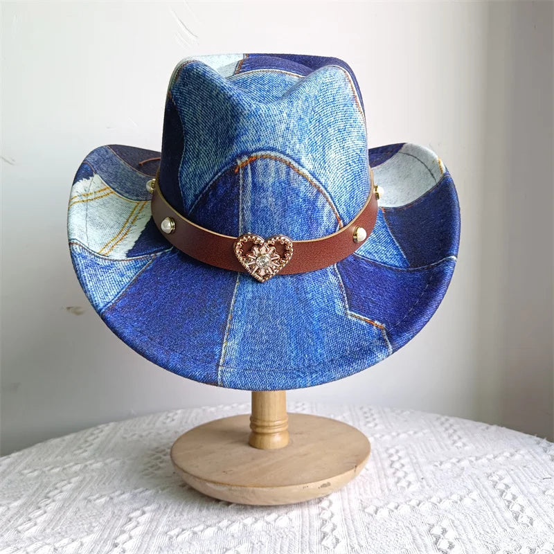 Ethnic Style Cowboy Hat Fashion Chic Unisex Solid Color Jazz Hat With Bull Shaped Decor