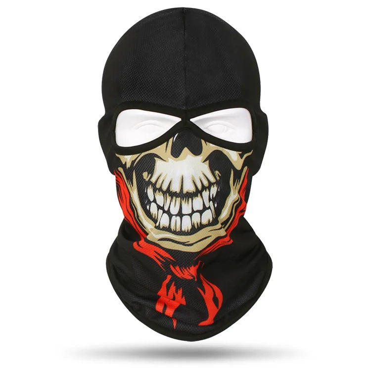 Outdoor Men Women Cycling Mask 3D Skull Bandana Balaclava Windproof Motorcycle Riding Full Face Cover 2 Holes Neck Face Shield