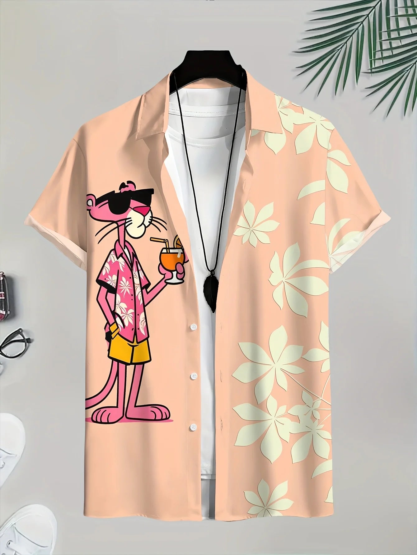Men's  Cartoon leopard Graphic Print Short Sleeve Lapel Shirt Tops Men's Casual Button-Down Shirts For Summer Daily Wear Resort
