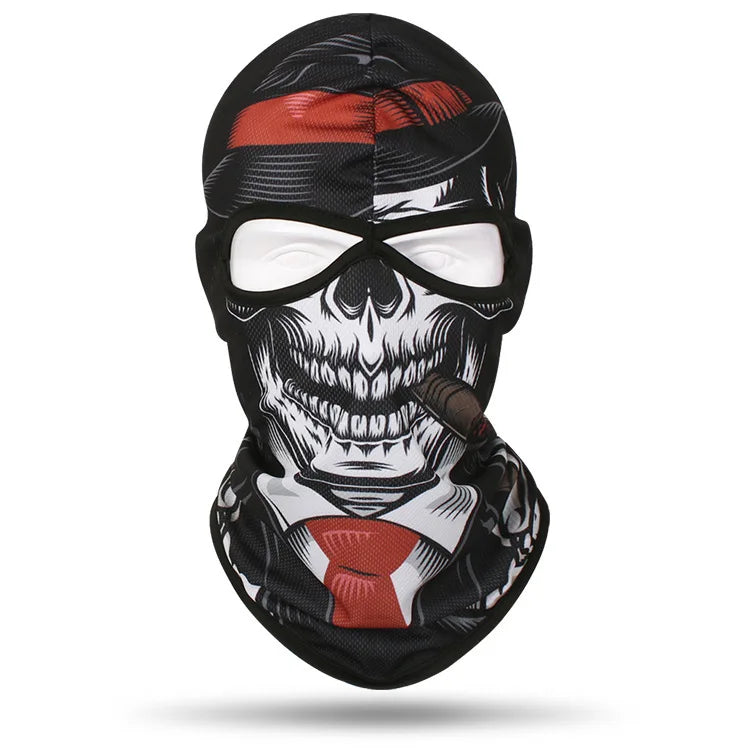 Outdoor Men Women Cycling Mask 3D Skull Bandana Balaclava Windproof Motorcycle Riding Full Face Cover 2 Holes Neck Face Shield