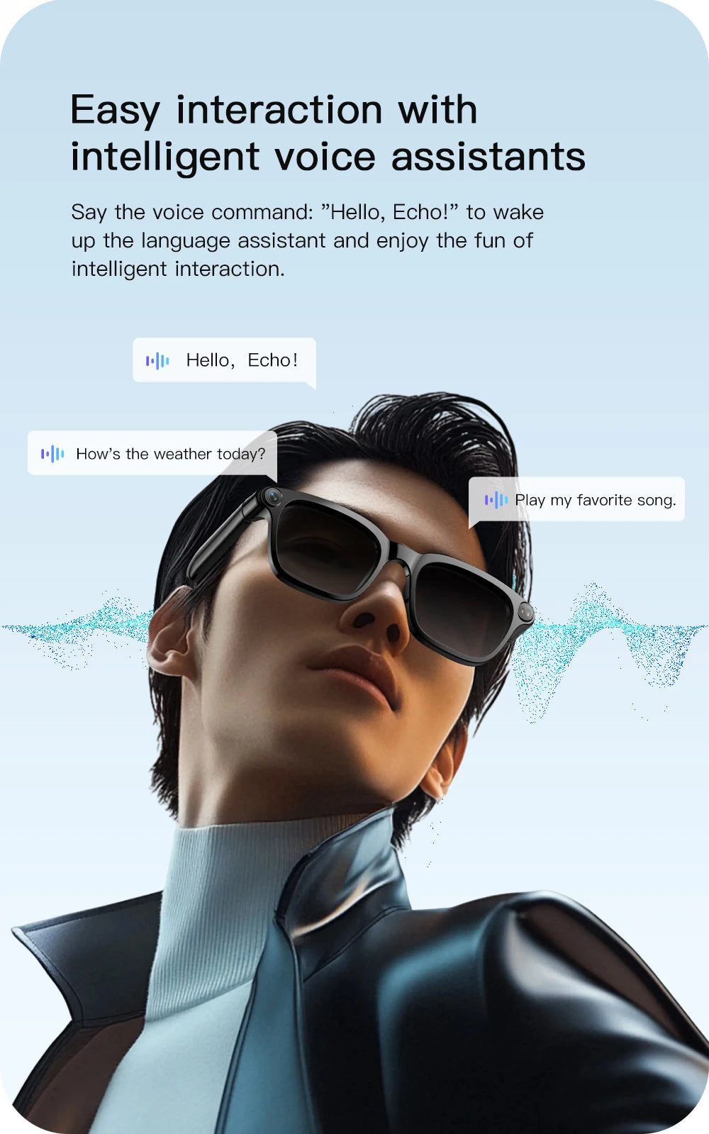 Smart AI Translation Smart Glasses 800W HD Camera 1080P Video WIFI transmission Bluetooth Call