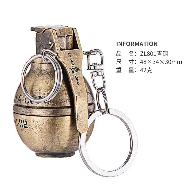 Grenade Design Windproof Jet Flame Butane Gas Lighter Outdoor Keychain Personalized Ornament Lighters Smoking