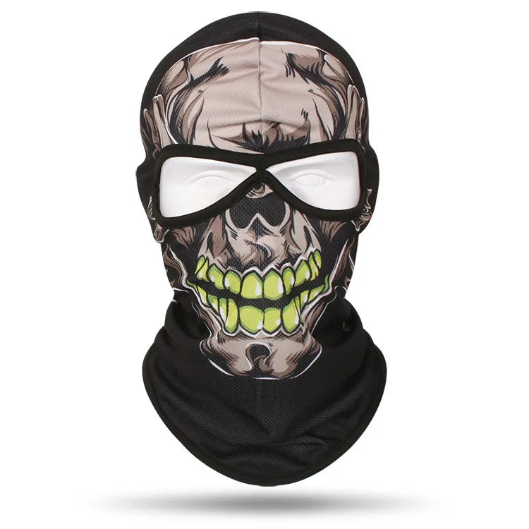 Outdoor Men Women Cycling Mask 3D Skull Bandana Balaclava Windproof Motorcycle Riding Full Face Cover 2 Holes Neck Face Shield