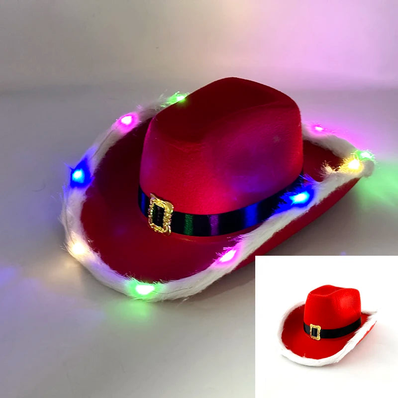 New Arrival Pearlescent Cowboy Hat Dance Costume Decorate Glowing Cowgirl Cap Glowing For Neon NightClub