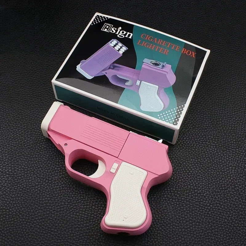 Gun shaped Cigarette Box Lighters Portable Stress Relieving Windproof Lighter Men's and Women's Fashion Gift