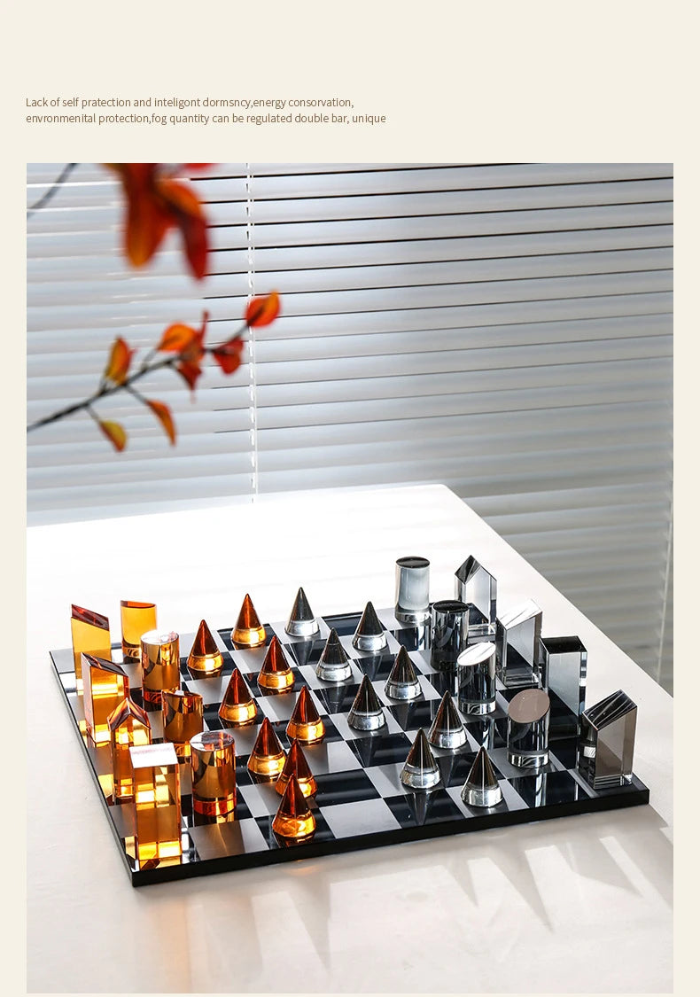 Minimalism Crystal Chess Ornaments Desk Decoration Modern Crafts Creative Geometric Artwork Chess Crafts Room Aesthetic Decor