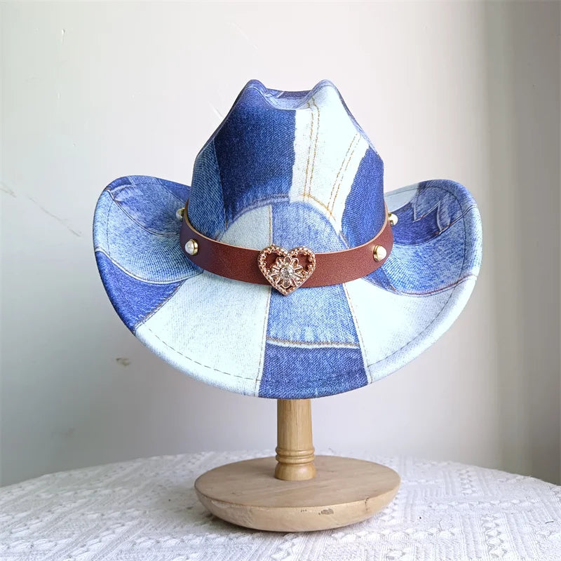 Ethnic Style Cowboy Hat Fashion Chic Unisex Solid Color Jazz Hat With Bull Shaped Decor