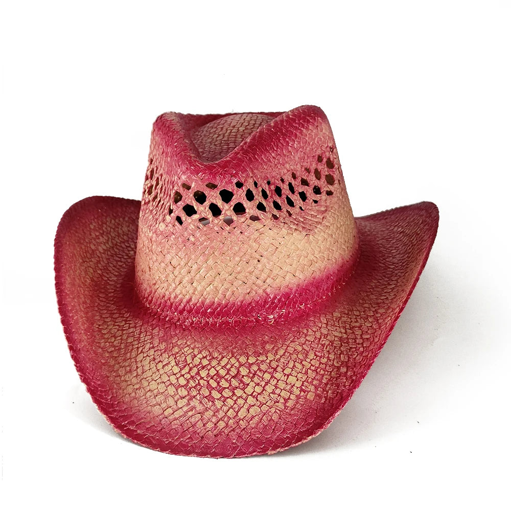 2025 Pentagram Retro Straw Hat for Women Men Curled Edge Vintage Western Cowboy Hat Summer Beach Sun Hat Sombrero Hombre