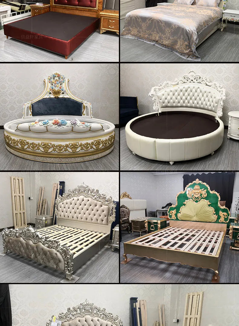 European Luxury Round Bed Design Aesthetics Romantic Comfortable Bed Castle King Size Muebles elegant