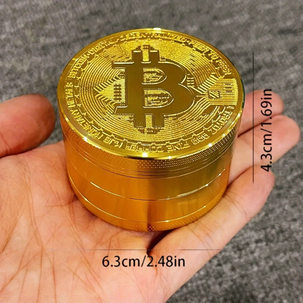 2/2.5inch Bitcoin Coin Herb Grinder Pepper Mortar Salt Crusher Spice Mill Tobacco Grass Grinder Smoking Cigarette Accessories