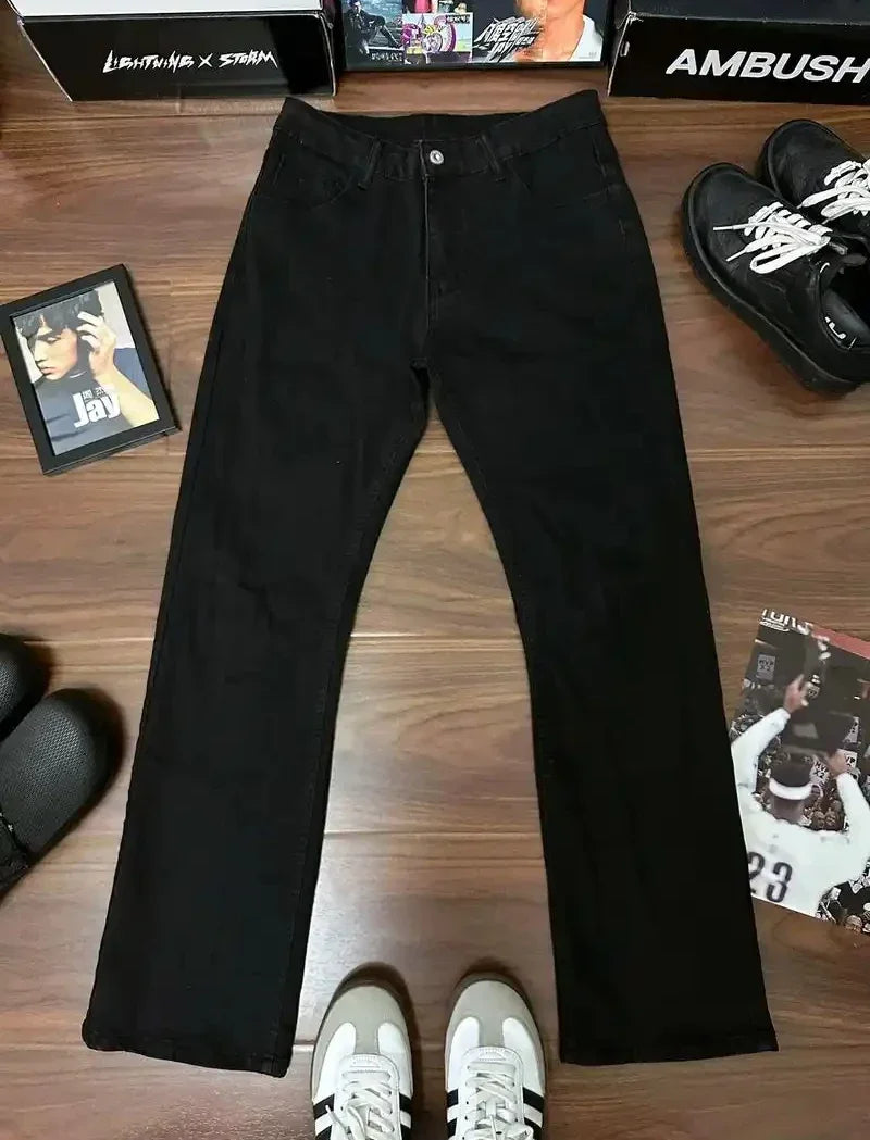 Money patches Streetwear High Waist Wide Trouser Black jean Streetwear Men Hip Hop Women Embroider Y2k Baggy Jeans