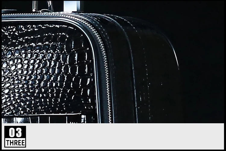 Genuine Leather crocodile pattern travel luggage with handbag backpack men's first layer cowhide trolley suitcase boarding case