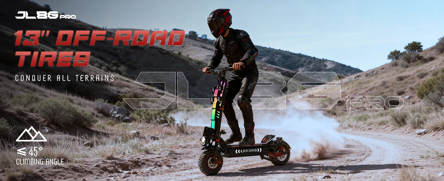 1000W Foldable Adult Electric Scooter 60V 40AH Dual Motor Max Range 74.5 Miles Speed 52.8Mph 13'' All Terrain Electric Scooter