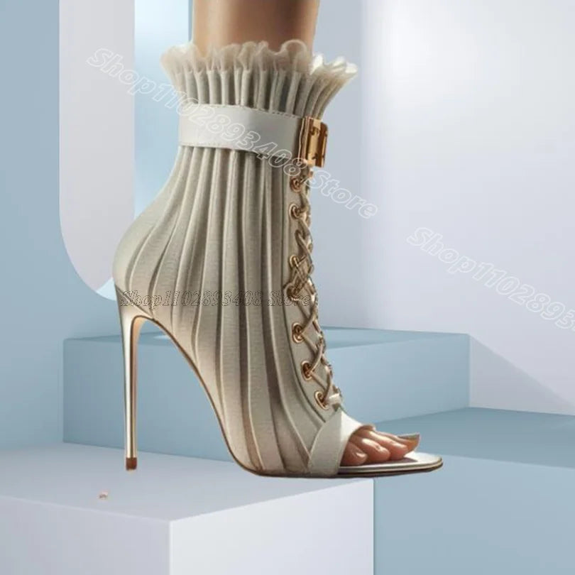 Lace up Trim Stiletto Sandal Boots Open Toe New Fashion Sexy Sandal Boots 2026 Zapatos Para Mujere