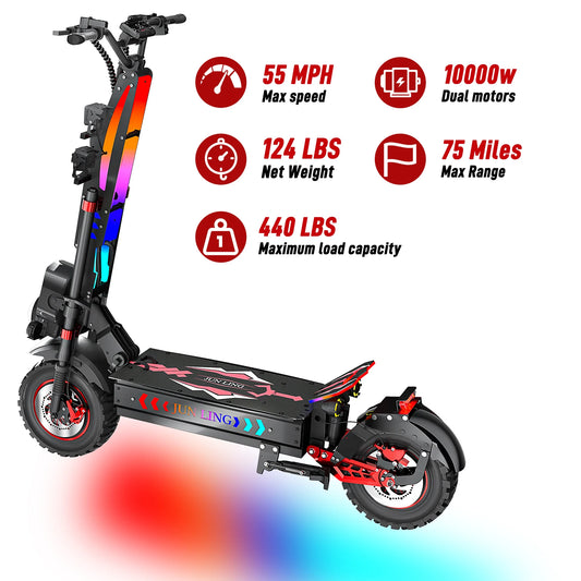 10000W Dual Motor Off Road Electric Scooter for Adults with 55 MPH speed 75 Miles Range