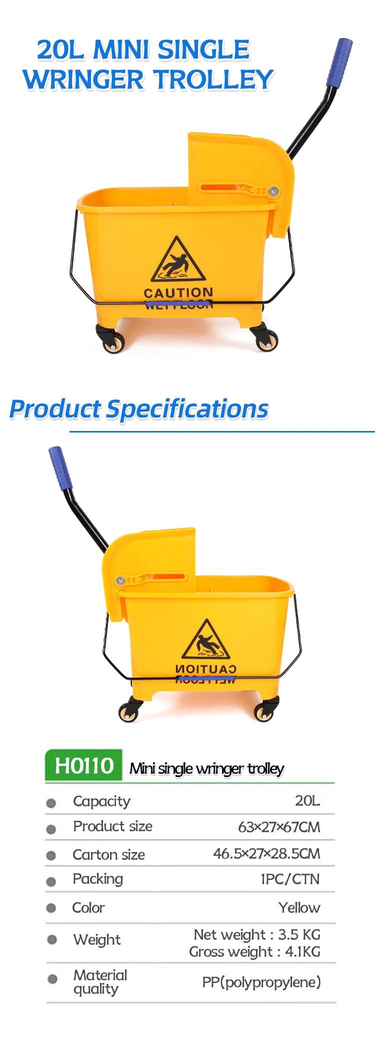 20L Hand Pressure Mop Bucket for Household And Commercial Use - Durable Cleaning Tool for Floor Care